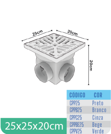 Caixa de Passagem Pluvial 25x25 cm